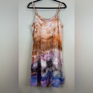 Valentina Naldi Italian Tie Dye Dress Linen Womens S Hippie Vacation Festival
